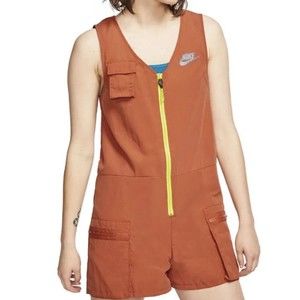 Nike Womens Size‎ Small Sportswear Icon Clash Romper Desert Orange Lemon Venom